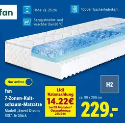Lidl Fan 7-zonen-kaltschaum-matratze modell sweet dream xxl Angebot