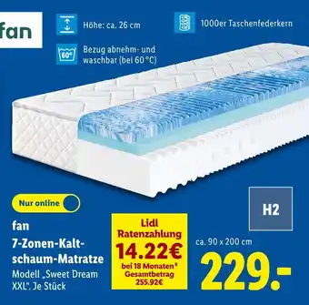 Lidl Fan 7-zonen-kaltschaum-matratze modell sweet dream xxl Angebot