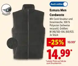 Lidl Esmara men cordweste Angebot