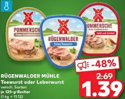 Kaufland RÜGENWALDER MÜHLE Teewurst oder Leberwurst Angebot