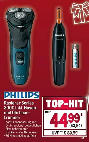 METRO Philips rasierer series 3000 inkl. nasen- und ohrhaartrimmer Angebot