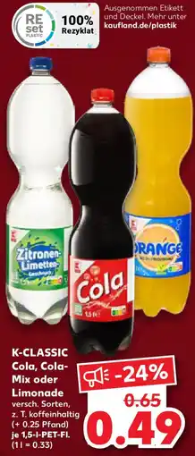Kaufland K-CLASSIC Cola, Cola- Mix oder Limonade Angebot