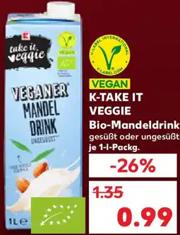 Kaufland VEGAN K-TAKE IT VEGGIE Bio-Mandeldrink Angebot