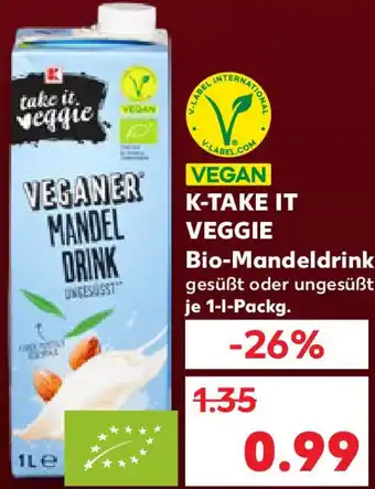 Kaufland VEGAN K-TAKE IT VEGGIE Bio-Mandeldrink Angebot