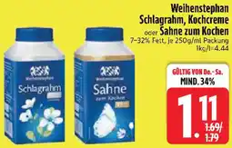 Edeka Weihenstephan Schlagrahm, Kochcreme oder Sahne zum Kochen Angebot