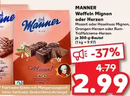 Kaufland MANNER Waffeln Mignon oder Herzen Angebot
