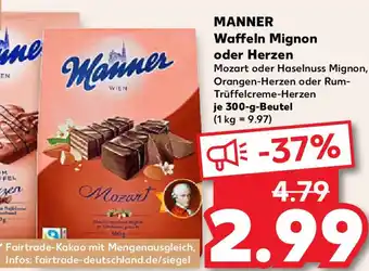Kaufland MANNER Waffeln Mignon oder Herzen Angebot