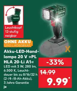 Kaufland PARKSIDE Akku-LED-Hand- lampe 20 V PL HLA 20-Li A1 Angebot