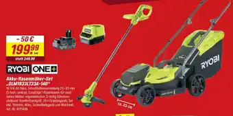 toom Baumarkt RYOBI ONE Akku-Rasenmäher-Set „OLM1833LT23A-140" Angebot