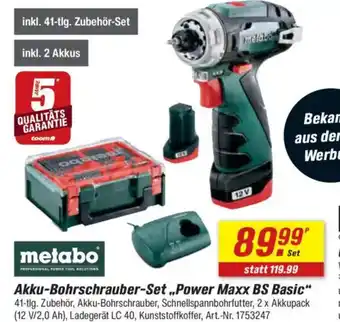 toom Baumarkt metabo Akku-Bohrschrauber-Set,,Power Maxx BS Basic" Angebot