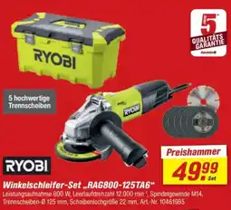 toom Baumarkt RYOBI Winkelschleifer-Set „RAG800-125TA6" Angebot