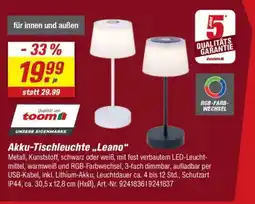 toom Baumarkt toom Akku-Tischleuchte „,Leano" Angebot