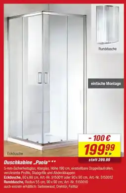 toom Baumarkt Duschkabine „Paola" Angebot