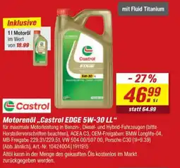 toom Baumarkt Castrol Motorenöl,,Castrol EDGE 5W-30 LL" Angebot
