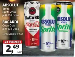 Lösch Depot ABSOLUT Sprite, Sprite Zero- BACARDI Coca-Cola Angebot