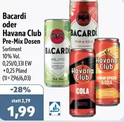 Aktiv Irma Bacardi oder Havana Club Pre-Mix Dosen Angebot
