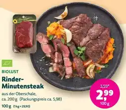 Biomarkt BIOLUST Rinder Minutensteak Angebot