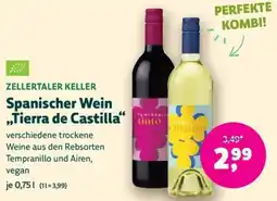Biomarkt ZELLERTALER KELLER Spanischer Wein ,,Tierra de Castilla" Angebot
