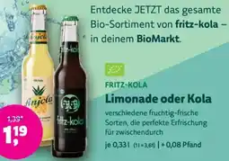 Biomarkt FRITZ-KOLA Limonade oder Kola Angebot