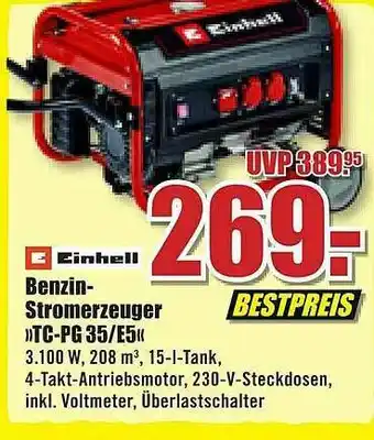 B1 Discount Baumarkt Einhell Benzin-stromerzeuger Tc-pg35-e5 Angebot