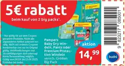 Budni Pampers Baby Dry Windeln, Pants oder Premium Protection Windeln Angebot