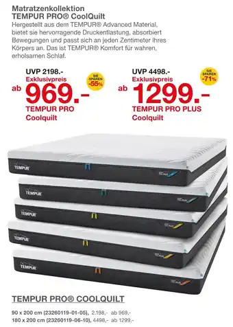 Möbelzentrum Pforzheim Tempur matratzenkollektion pro coolquilt Angebot