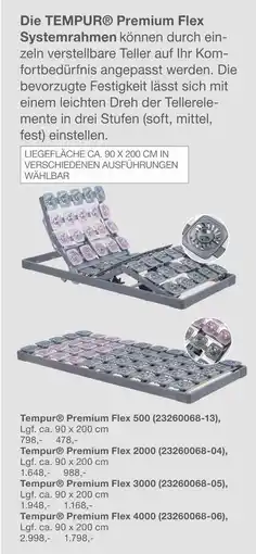 Möbelzentrum Pforzheim Tempur die premium flex systemrahmen Angebot