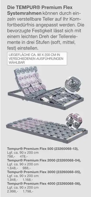 Möbelzentrum Pforzheim Tempur die premium flex systemrahmen Angebot