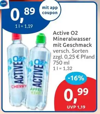 Budni Active O2 Mineralwasser mit Geschmack Angebot