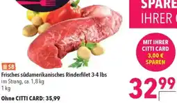 CITTI Markt Frisches südamerikanisches Rinderfilet 3-4 lbs Angebot