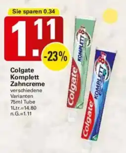 WEZ Colgate Komplett Zahncreme Angebot