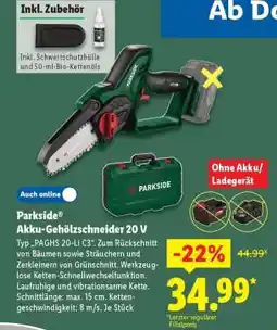 Lidl PARKSIDE Akku-Gehölzschneider 20 V Angebot
