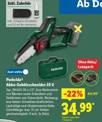 Lidl PARKSIDE Akku-Gehölzschneider 20 V Angebot