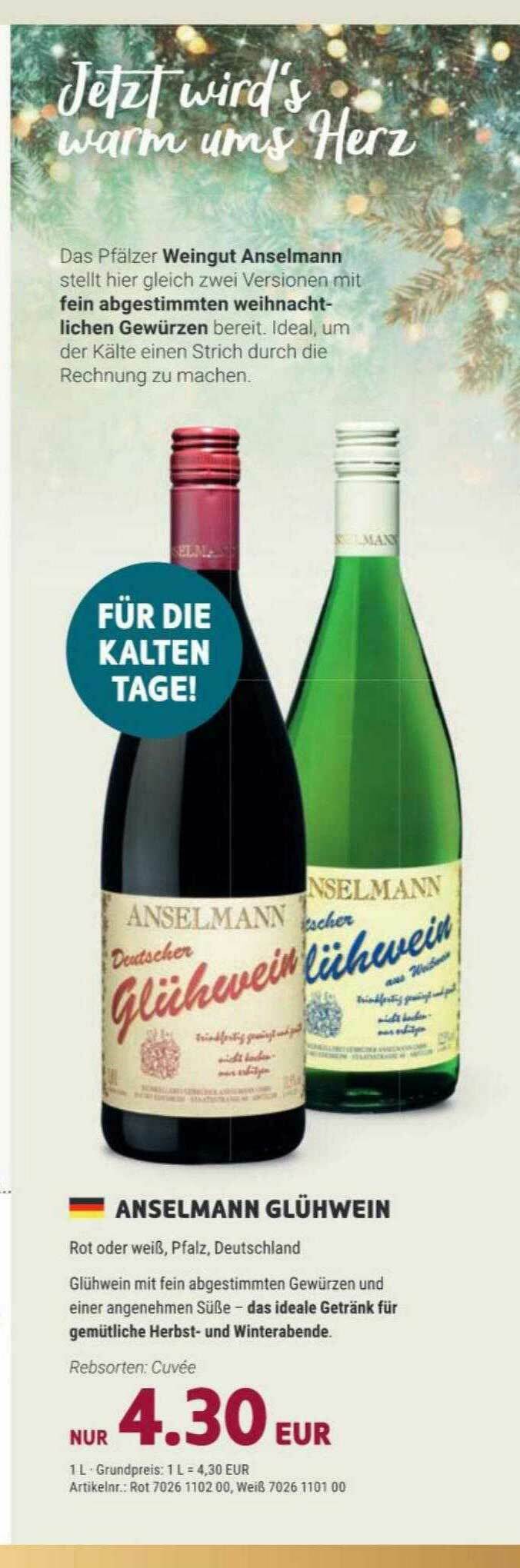 Anselmann Glühwein Angebot bei Vino Weinmarkt