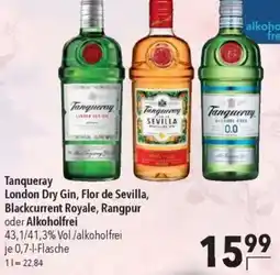 CITTI Markt Tanqueray London Dry Gin, Flor de Sevilla, Blackcurrent Royale, Rangpur oder Alkoholfrei Angebot