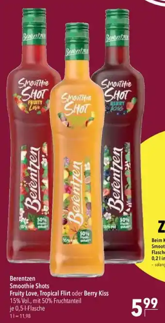 CITTI Markt Berentzen Smoothie Shots Fruity Love, Tropical Flirt oder Berry Kiss Angebot