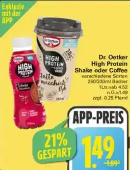 WEZ Dr. Oetker High Protein Shake oder Coffee Angebot