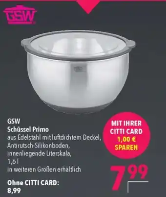 CITTI Markt GSW Schüssel Primo Angebot
