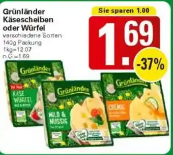 WEZ Grünländer Käsescheiben oder Würfel Angebot