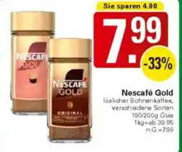 WEZ Nescafé Gold löslicher Bohnenkaffee Angebot
