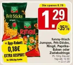 WEZ funny-frisch Jumpys, Frit-Sticks, Ringli, Paprika- Ecken oder Zwiebelringe Angebot