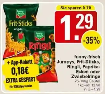 WEZ funny-frisch Jumpys, Frit-Sticks, Ringli, Paprika- Ecken oder Zwiebelringe Angebot