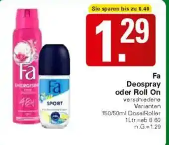WEZ Fa Deospray oder Roll On Angebot