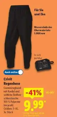 Lidl CRIVIT Regenhose Angebot