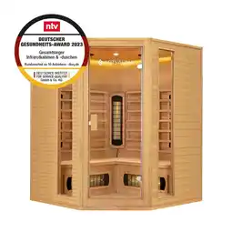 Netto Marken-Discount Artsauna Eck Infrarotkabine Nyborg E150V Vollspektrum mit Ambiente Beleuchtung – 4 Personen Angebot