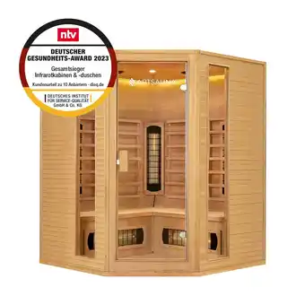 Netto Marken-Discount Artsauna Eck Infrarotkabine Nyborg E150V Vollspektrum mit Ambiente Beleuchtung – 4 Personen Angebot
