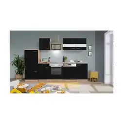Netto Marken-Discount Respekta Küchenzeile ca 280 cm mit Kühlschrank Geschirrspüler - versch. Ausführungen - schwarz Angebot