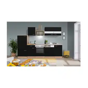 Netto Marken-Discount Respekta Küchenzeile ca 280 cm mit Kühlschrank Geschirrspüler - versch. Ausführungen - schwarz Angebot