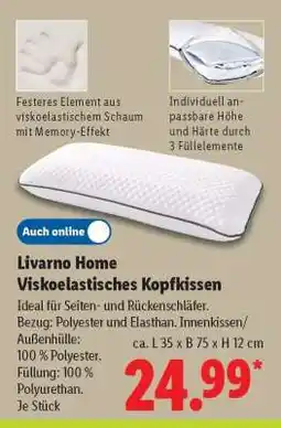 Lidl Livarno Home Viskoelastisches Kopfkissen Angebot