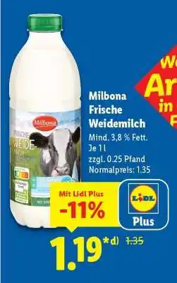 Lidl Milbona Frische Weidemilch Angebot